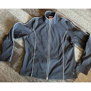 Danskin Now Athletic Zip Hoodie Jacket Coat Large 12 14 Gray Pink Zip Pockets